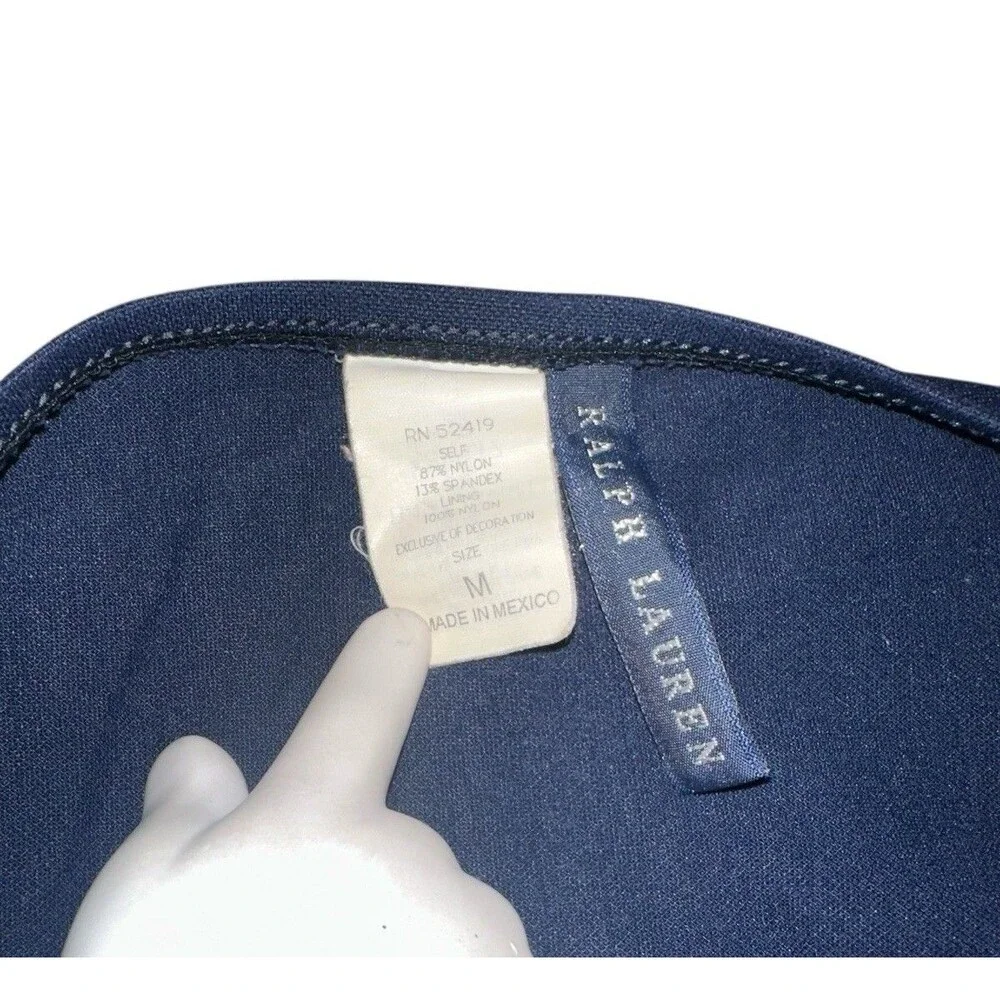 Vintage Polo Ralph Lauren Bikini Medium Navy Blue Embroidered White Pony 90s